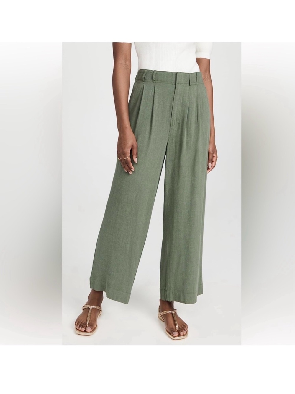Women's z supply farah Wide-Leg Olive/dark green viscose/linen Pants